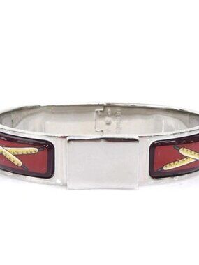 Auth HERMES Clic Clac Bangle Bracelet Silver/Burgundy/Multicolor Metal - e60706a